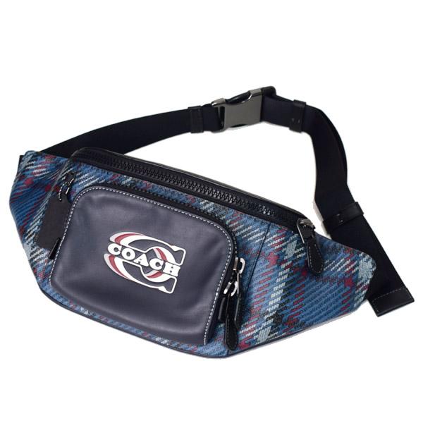コーチ COACH ボディバッグ チェック ウエストポーチ CH109 ブルー