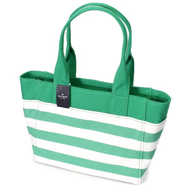 ケイトスペード バッグ katespade キャンバストート ボーダー ロゴ ラージ トート バッグ グリーンビーン KB695_1