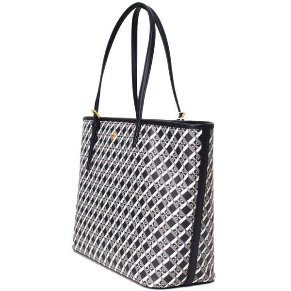 トリーバーチ バッグ TORY BURCH レザー ロゴ トップ ジップ トートバッグ ブラックゲオロゴオールオーバー 143364_2
