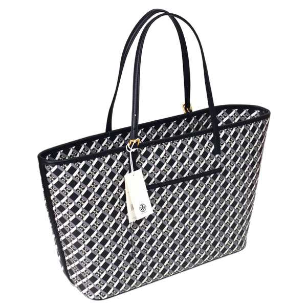トリーバーチ バッグ TORY BURCH レザー ロゴ トップ ジップ トートバッグ ブラックゲオロゴオールオーバー 143364_1