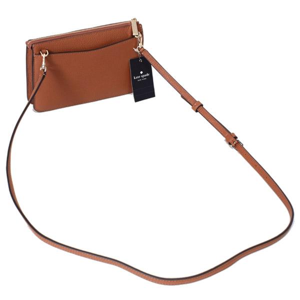 ケイトスペード バッグ katespade レザー レイラ ロゴ フラップ クロスボディ 斜めがけ 2WAY ウォレット クラッチ ショルダーバッグ ウォームジンジャー K8284_1