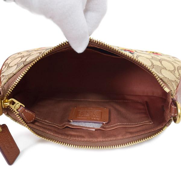 コーチ バッグ COACH ジャガード レザー シグネチャー ディズニー コラボ ミッキー テリ ロゴ 2way クロスボディ 斜め掛け ショルダー ハンド バッグ カーキ×レッドウッドマルチ CM196