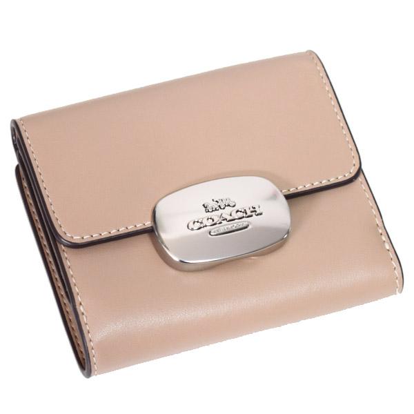 コーチ 財布 COACH カーフレザー スモール エライザ ロゴ ウォレット コンパクト 二つ折り財布 トープ CP254