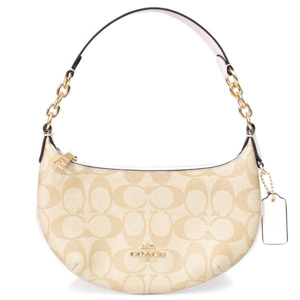 コーチ バッグ COACH コーティングキャンバス レザー シグネチャー ロゴ ミニ ペイトン ショルダー ハンドバッグ ライトカーキ×チャーク CM273