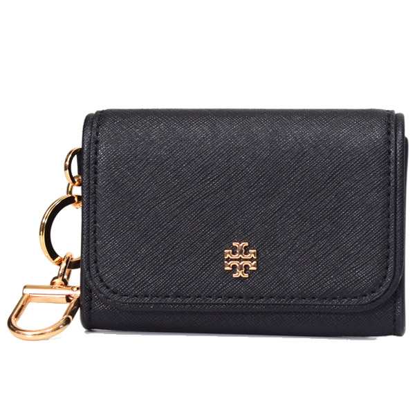 トリーバーチ カードケース TORY BURCH レザー エマーソン フラップ カード ID ポーチ キーフォブ 小銭入れ ブラック 157146