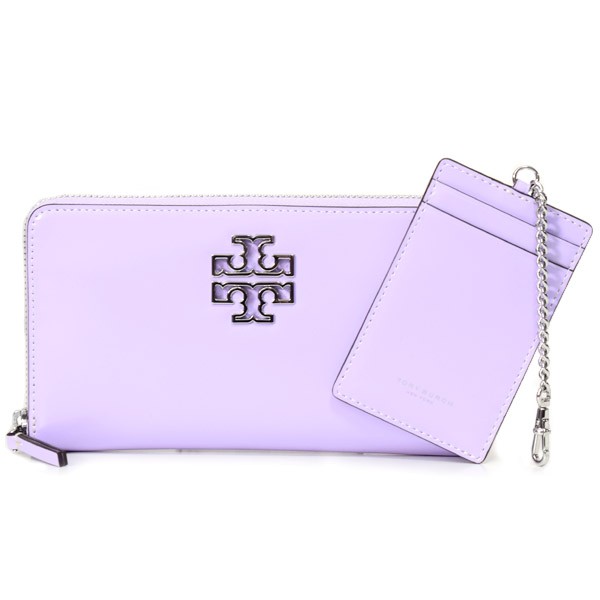 トリーバーチ 長財布 TORY BURCH パテントレザー ブリテン ジップ チェーン コンチネンタル カードケース 定期入れ 2点セット ラベンダー