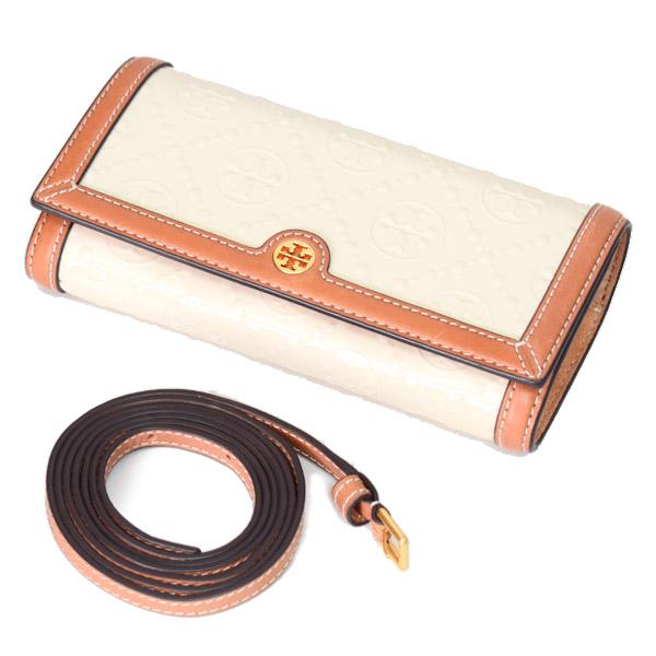 トリーバーチ バッグ TORY BURCH パテントレザー モノグラム ロゴ ウォレット 2way クラッチ クロスボディ 斜めがけ ショルダーバッグ クリーム【訳あり】136233