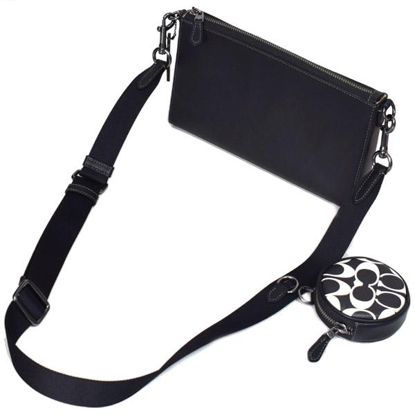 コーチ バッグ COACH コーティングキャンバス レザー シグネチャー ホールデン コインケース付き クロスボディ 斜め掛け ショルダーバッグ ブラック×チャーク CP192_1
