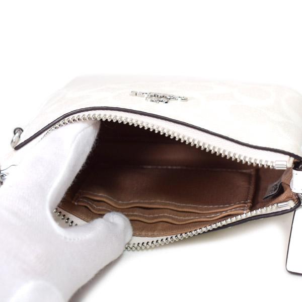 新品 COACH コーチ ポーチ 財布 グレイシャーホワイト シグネチャー