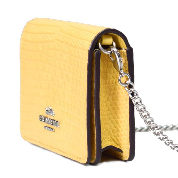 コーチ カードケース COACH リザード レザー 型押し チェーン ロゴ