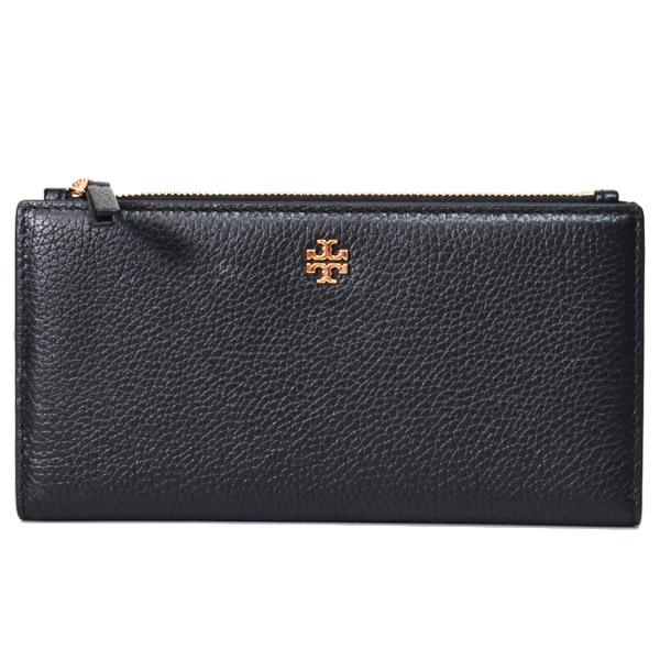 トリーバーチ 本革 長財布 黒 TORY BURCH トリーバーチ ストラップ付本