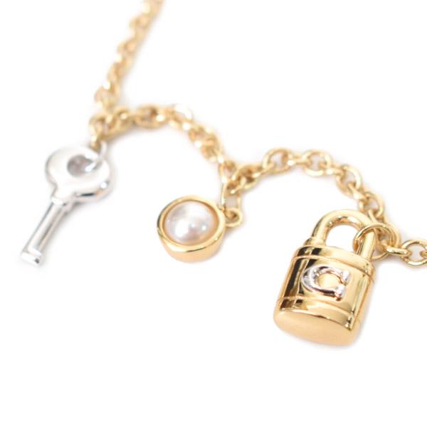 コーチ ブレスレット COACH ブラス ストーン パール ロゴ パッド