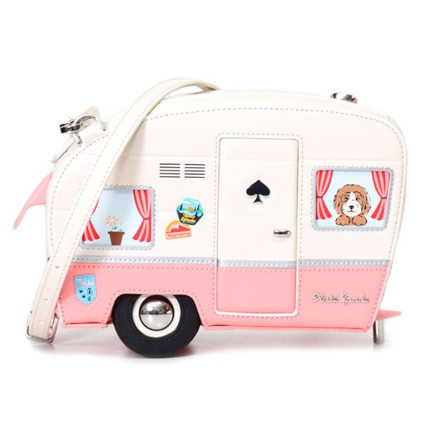 ケイトスペード バッグ katespade レザー ストーン ロゴ キャンパー ワゴン キャンピングカー バン モチーフ 3D 2way クラッチ クロスボディ 斜めがけ ショルダーバッグ ピンクマルチ KG736