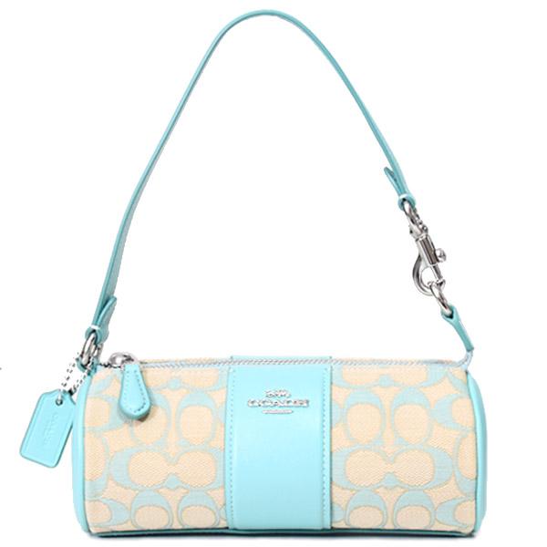 コーチ バッグ COACH ジャガード レザー シグネチャー 筒型 ノリータ リストレット バレル バッグ マルチ ポーチ フェイディドブルー CU003