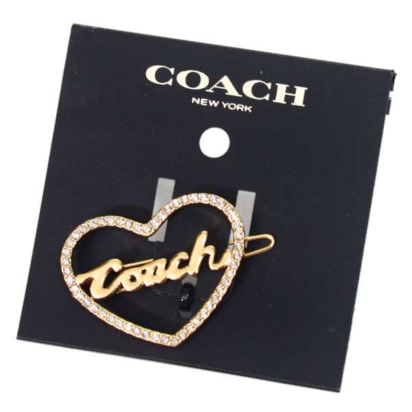 コーチ ヘアクリップ COACH プレーテッドブラス ラインストーン ロゴ パヴェ スクリプト ヘアアクセサリー ブローチ バレット バレッタ