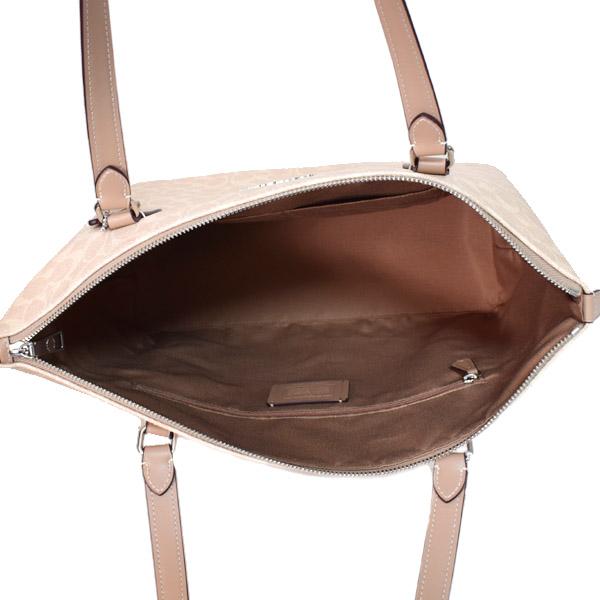 コーチ バッグ COACH コーティングキャンバス レザー シグネチャー ギャラリー ジップ トートバッグ サンド×トープ CW381_4