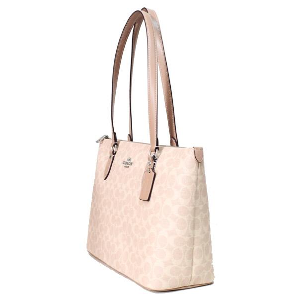 コーチ バッグ COACH コーティングキャンバス レザー シグネチャー ギャラリー ジップ トートバッグ サンド×トープ CW381_2