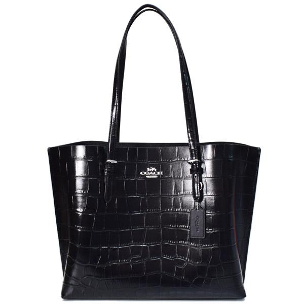 コーチ バッグ COACH クロコダイル エンボスドレザー 型押し モリー ロゴ ショルダー トートバッグ ブラック CW018