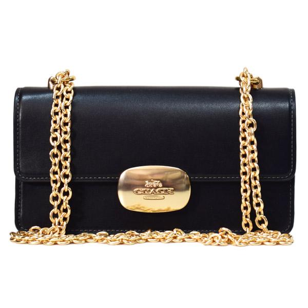 コーチ バッグ COACH スムースレザー エライザ ロゴ チェーン フラップ 2WAY クロスボディー 斜めがけ ショルダーバッグ ブラック CP008