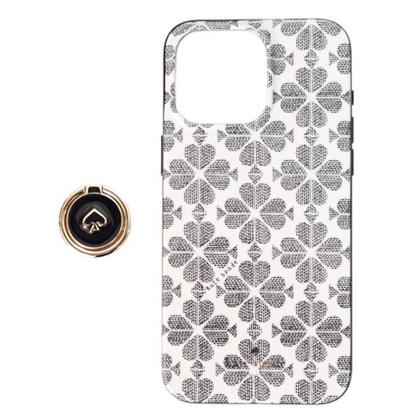 【ケイトスペード】スペードフラワー バンカーリング付 iPhone15 ケース ケイトスペード】スペードフラワー バンカーリング付 iPhone15 ケース