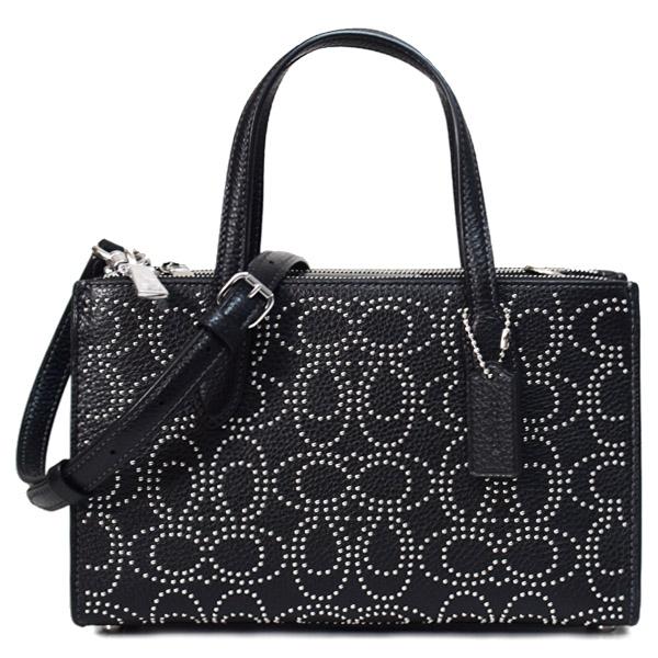 コーチ バッグ COACH レザー シグネチャー リベット スタッズ スモール ニーナ 2way 斜め掛け ショルダー トートバッグ ブラック CX266の通販は 49,800円