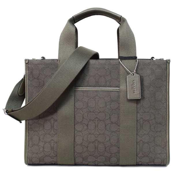 コーチ バッグ COACH ジャガード レザー シグネチャー スミス トート 2way 斜め掛け ロゴ ショルダーバッグ オリーブドラブ×オリーブドラブ CY368