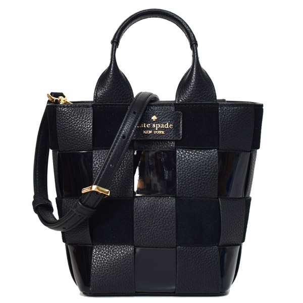 ケイトスペード バッグ katespade イントレチャート 編み込み レザー バスケット ロゴ ミニ トート 2way 斜めがけ ショルダー ハンドバッグ ブラック KI840の通販は