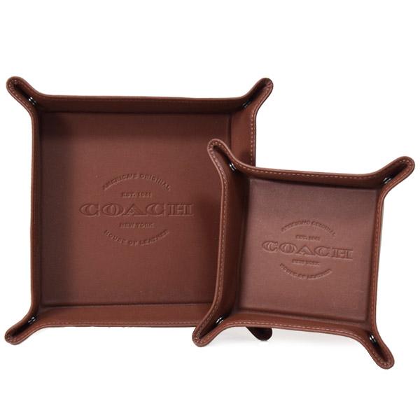 コーチ トレイ COACH レザー ロゴ バレット トレイ 2点セット 小物入れ アクセサリー トレー 専用BOX付き ダークサドル CU312