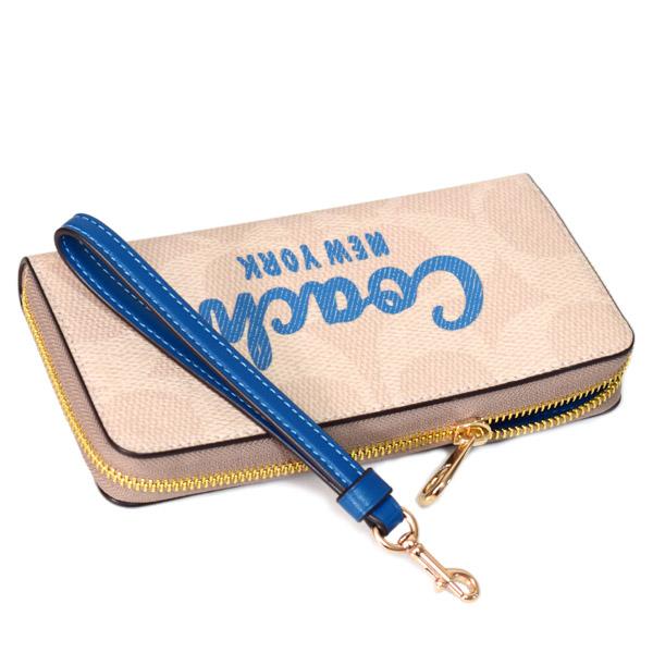 コーチ 長財布 COACH コーティングキャンバス スムースレザー