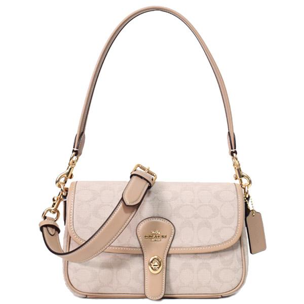 コーチ バッグ COACH キャンバス レザー シグネチャー ハドリー ウィズ フラップ ターンロック クロスボディ 3WAY クラッチ ショルダー ハンドバッグ ダークナチュラルマルチ CAK49