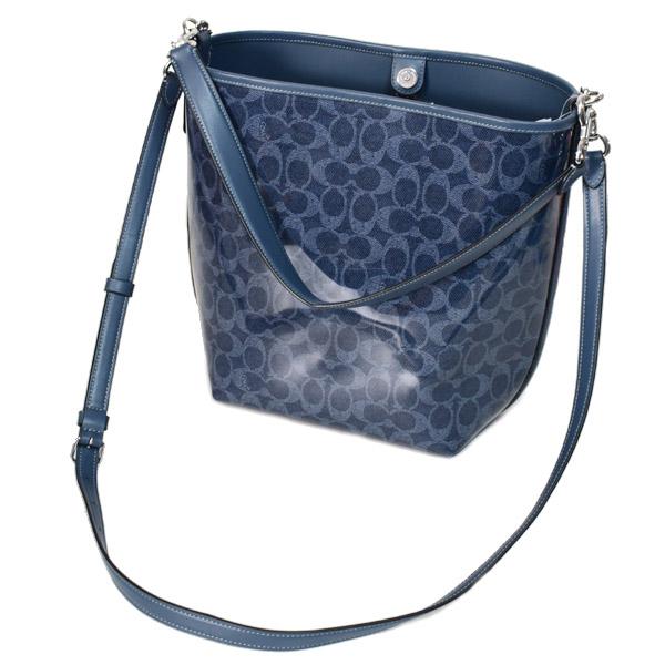 コーチ バッグ COACH バケツ型 デニム パテント コーティング