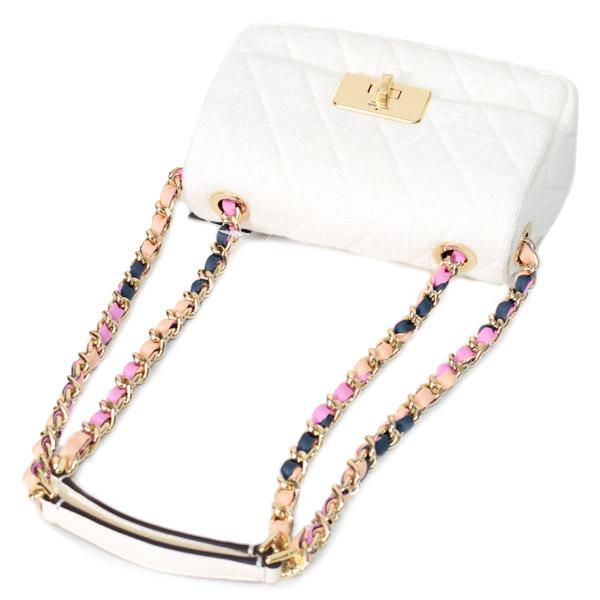 ケイトスペード バッグ katespade ファブリック レザー キルティング ツイード スモール キャリー 2way クロスボディー 斜めがけ ショルダーバッグ クリームマルチ KK092_5