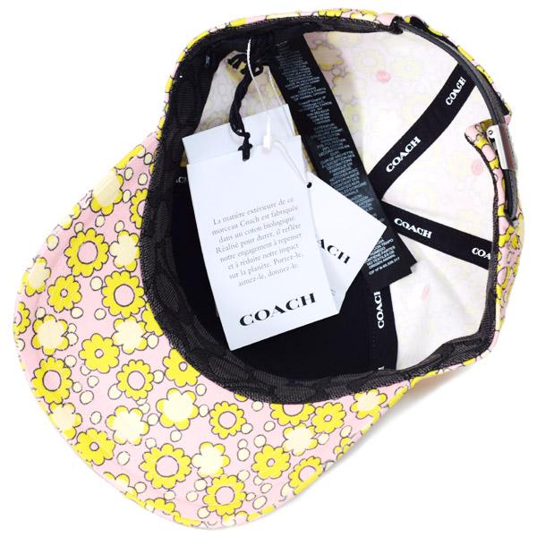 コーチ 帽子 COACH コットン シグネチャー 花柄 フラワー フローラル ロゴ キャップ ベースボール 帽子 ライム CBO67