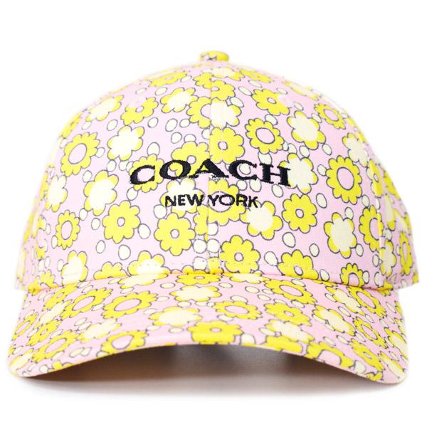 コーチ 帽子 COACH コットン シグネチャー 花柄 フラワー フローラル ロゴ キャップ ベースボール 帽子 ライム CBO67