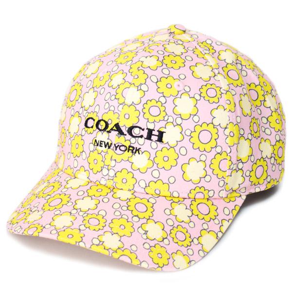 コーチ 帽子 COACH コットン シグネチャー 花柄 フラワー フローラル ロゴ キャップ ベースボール 帽子 ライム CBO67