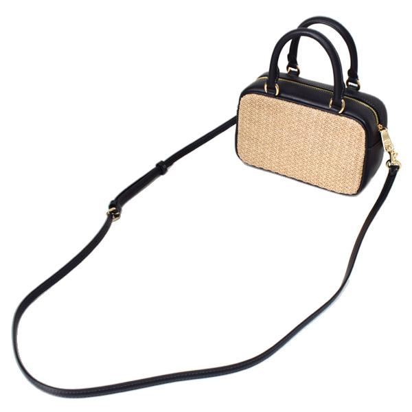 コーチ バッグ COACH ストロー かごバッグ ミニ ロゴ サッチェル 2WAY レザー クロスボディ 斜め掛け ショルダー ボストン ハンドバッグ トースト×ブラック CAK74_1