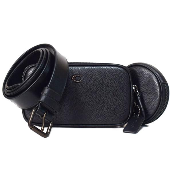 コーチ バッグ COACH ぺブルレザー ベルトバッグ ポーチ付き 2WAY ワンショルダー クラッチ バックパック ウエスト ボディバッグ ブラック CR749