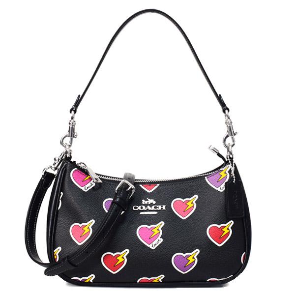 コーチ バッグ COACH ハートボルト PVC レザー テリ ロゴ 2way クロスボディ 斜め掛け ショルダー ハンドバッグ ブラックマルチ CY346