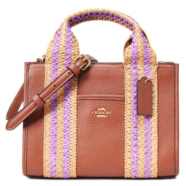 コーチ バッグ COACH ぺブルレザー ストロー ミニ スミス ロゴ 2WAY クロスボディ ショルダー ハンドバッグ レッドウッドマルチ CBG91
