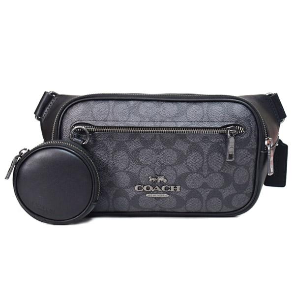 コーチ バッグ COACH コーティングキャンバス レザー シグネチャー エリアス ケース付き ベルトバッグ 2way ワンショルダー バックパック ボディバッグ ウエストバッグ チャコール×ブラック CZ400