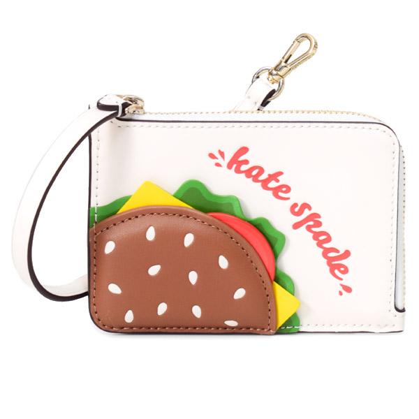 ケイトスペード カードケース katespade ハンバーガー レザー スナックバー バーガー キーリング付 スモール カードホルダー ケース リストレット 小銭入れ マルチ KK991
