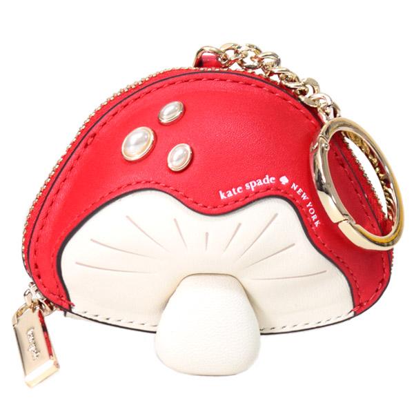 ケイトスペード ケース katespade マッシュルーム キノコ レザー パール 小銭入れ ミニ ポーチ キーフォブ バッグチャーム キーホルダー ルビーレッドマルチ KL929