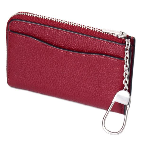コーチ コインケース COACH ぺブルレザー エッセンシャル キーリング付き L字 ジップ ロゴ マルチ カードケース 小銭入れ ダークルビー CR513_1