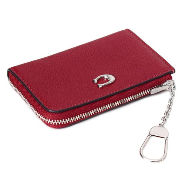 コーチ コインケース COACH ぺブルレザー エッセンシャル キーリング付き L字 ジップ ロゴ マルチ カードケース 小銭入れ ダークルビー CR513_2