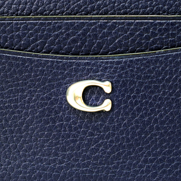 コーチ カードケース COACH ぺブルレザー C ロゴ カードケース スリム パスケース 定期入れ 名刺入れ ダークネイビー CM436_5