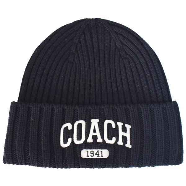コーチ 帽子 COACH ニット帽 ビーニー ウール ニット エンブロイダード ロゴ キャップ 帽子 ブラック CU806