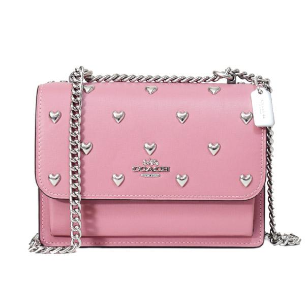 コーチ バッグ COACH レザー スタッズ ハート リベット ロゴ ミニ クレア チェーン クロスボディ 2way 斜め掛け ショルダー バッグ ピオニー CDB10