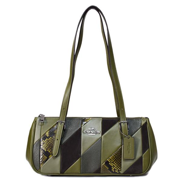 コーチ バッグ COACH パッチワーク スエード パイソン レザー スネーク アッシャー 横長 ショルダーバッグ オリーブマルチ CCE37