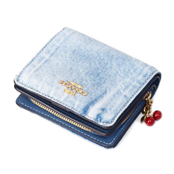 コーチ 財布 COACH デニム さくらんぼ レザー ロゴ チャーム コンパクト スナップ ウォレット 二つ折り 財布 ライトインディゴ CEC35_2