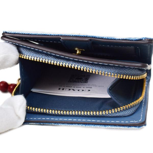 コーチ 財布 COACH デニム さくらんぼ レザー ロゴ チャーム コンパクト スナップ ウォレット 二つ折り 財布 ライトインディゴ CEC35_4